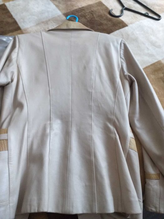 Geaca dama, din piele gri deschis mar S.