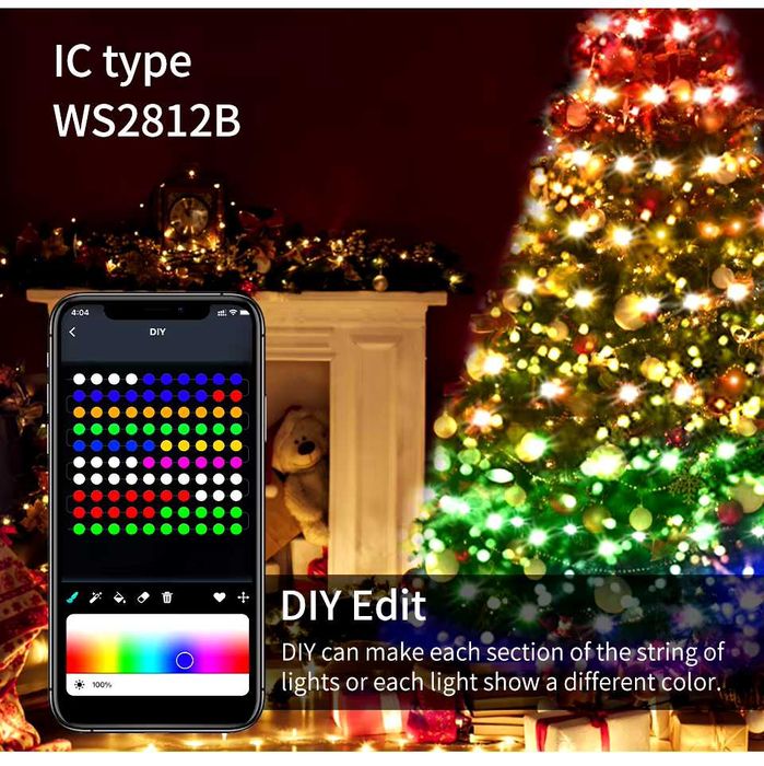 Instalatie pom craciun LED RGB - Bluetooth 10m