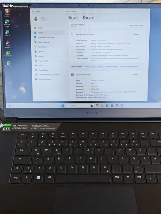 Vând Laptop de gaming Razer Blade 15, perfect pentru jocuri și editare