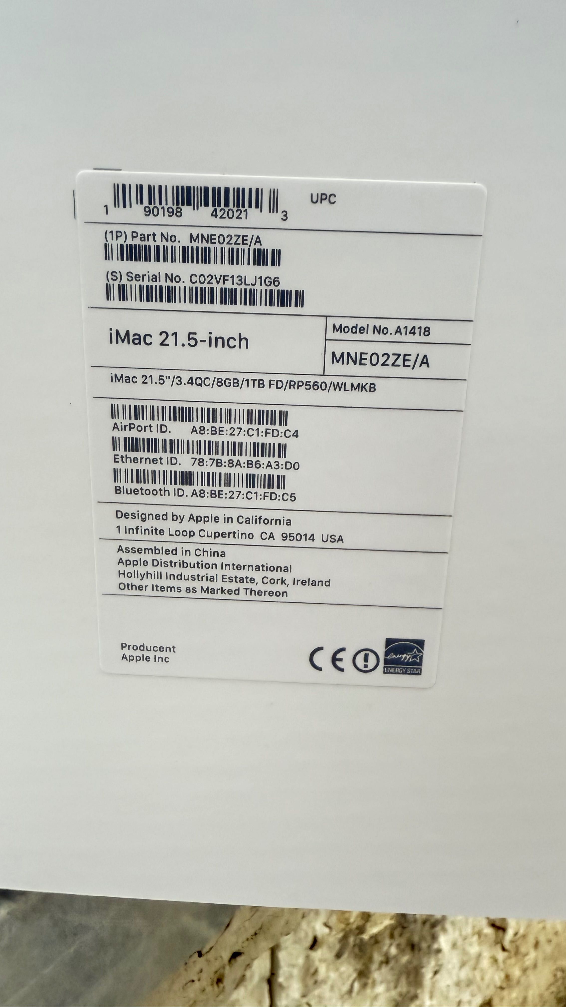 Продавам iMac 21.5” Retina 4K (2017) – отлично състояние