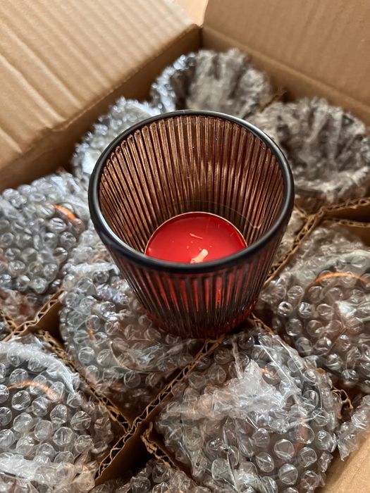 Set 12 suporturi din sticlă pentru lumânare