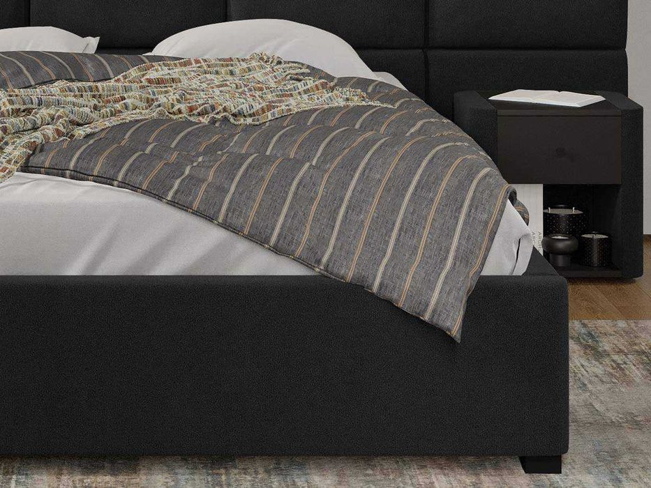 Pat tapitat Cico rabatabil 287x114 C2 din piele/stofa Negru Falcone 14