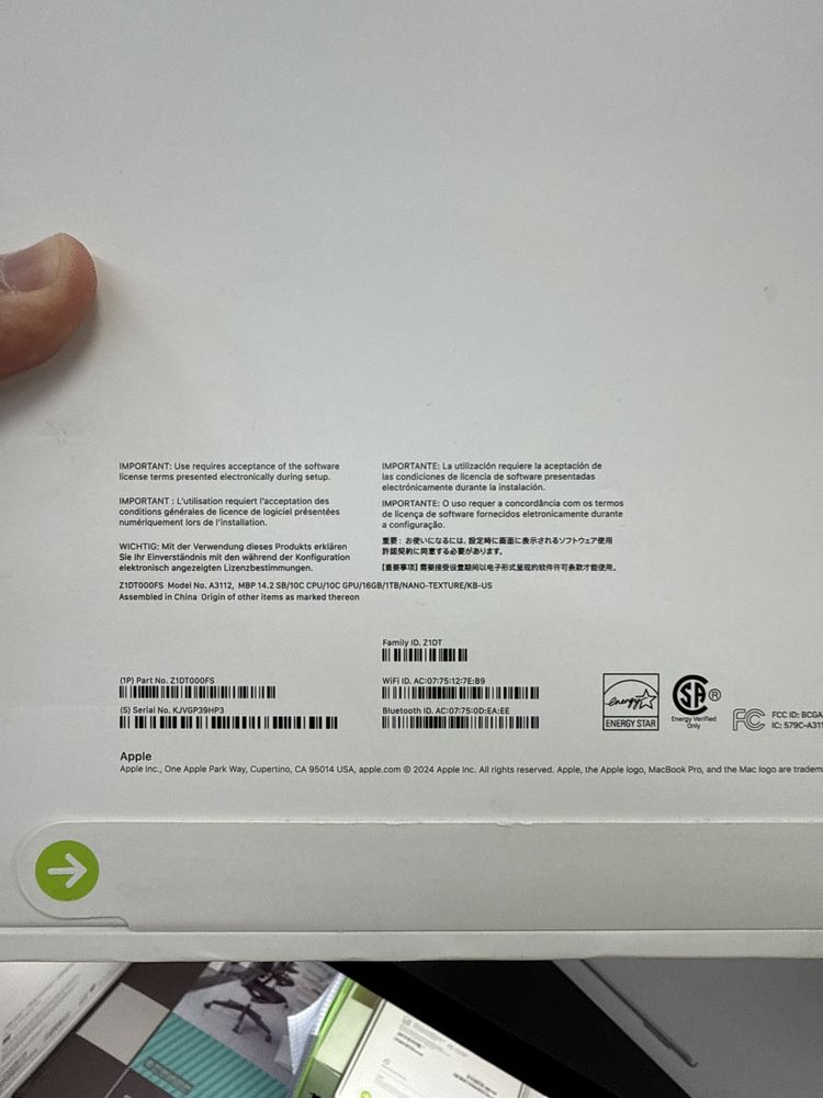 MacBook Pro 14inch 16gb/1TB Nano Texture
