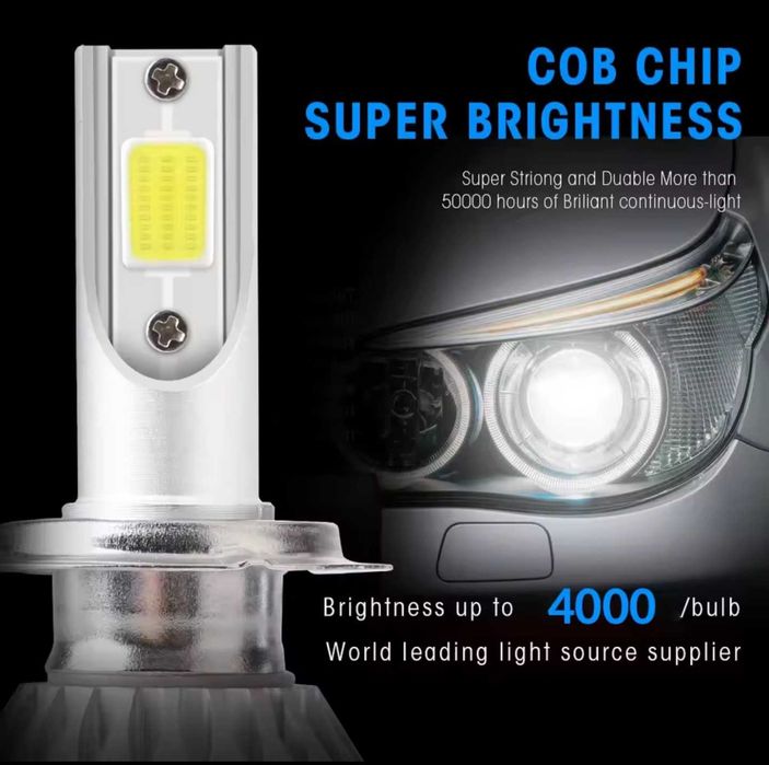 Set 2 LED-Uri Auto C6,H7, H1 Lumeni, 6500K,, 12-24V, COB