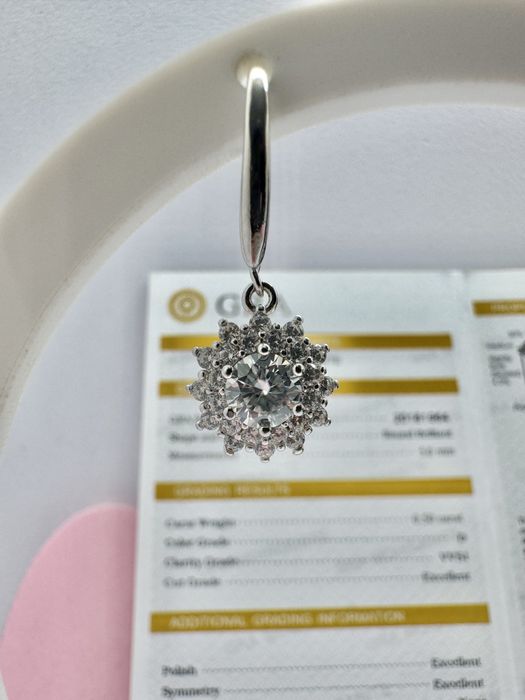 Сребърни обеци с мойсанит (диамант) 0.5 карата