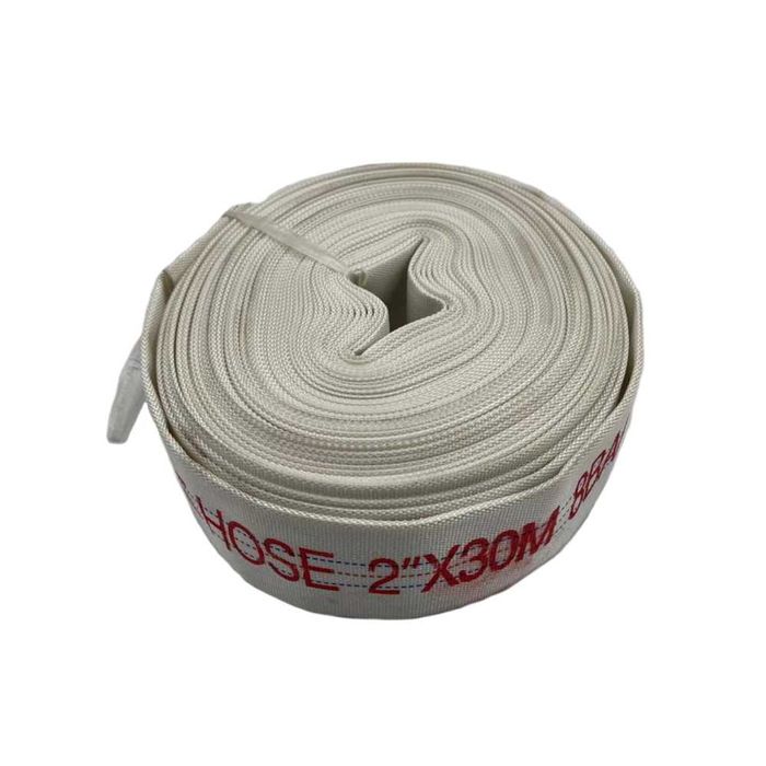 Furtun apă motopompă panzat alb pompier 2 toli, 30m, 8 bar, fără mufe