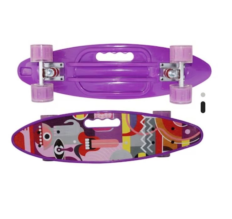 PennyBoard cu maner si lumini in roti, Mask Μον