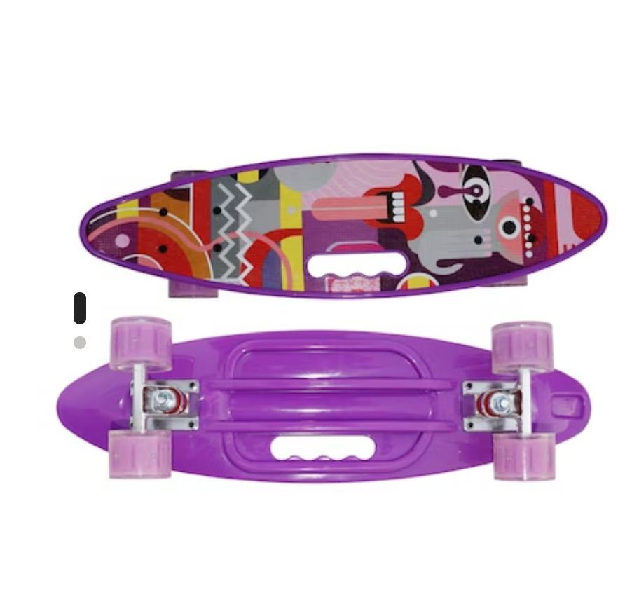 PennyBoard cu maner si lumini in roti, Mask Μον