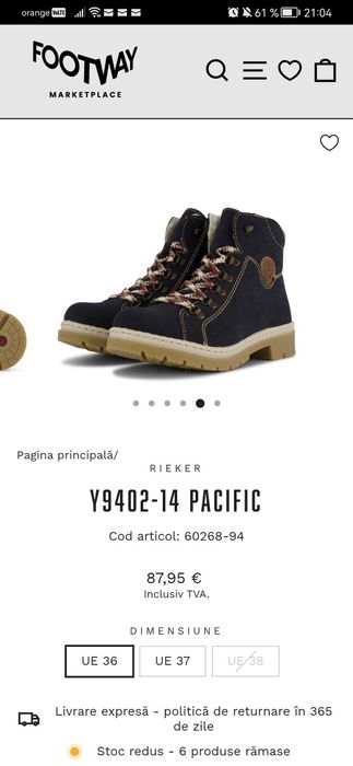 Ghete dama Rieker nr. 39