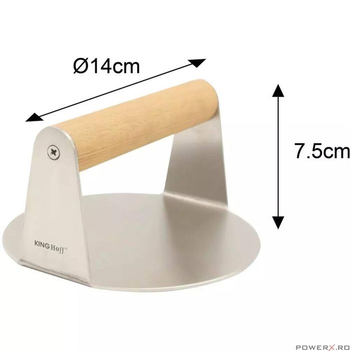 Presa din inox pentru carne de hamburger, diametru 14cm King Hoff