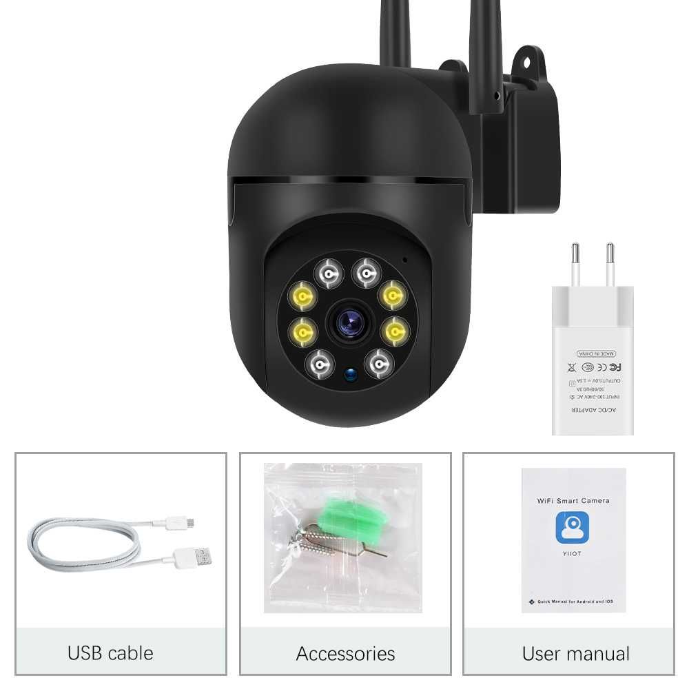 Set camera supraveghere WIFI 1080P LED cu card memorie inclus 64 GB