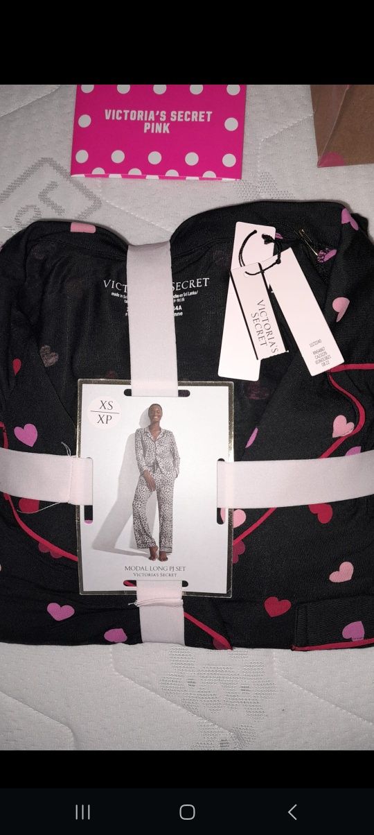 Pijama bumbac manca alunga dama Victoria Secret noua originala Xs