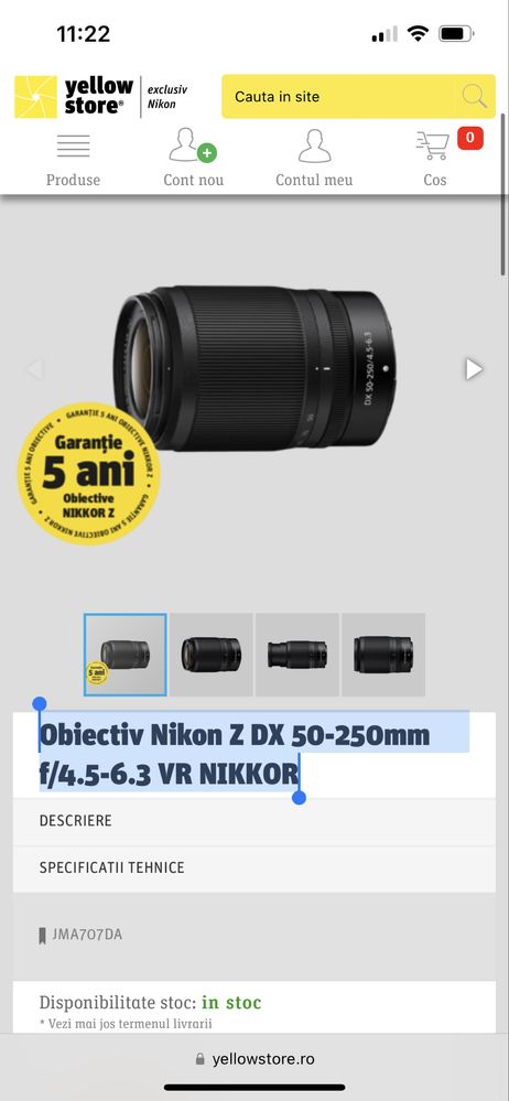 Obiectiv Nikon Z DX 50-250mm f/4.5-6.3 VR NIKKOR sigilat