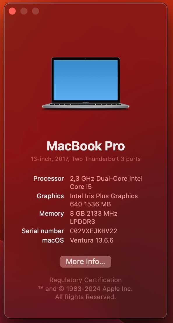 Apple MacBook Pro Retina 13 от 2017 iCore 5, 8 GB Ram, 128 GB SSD