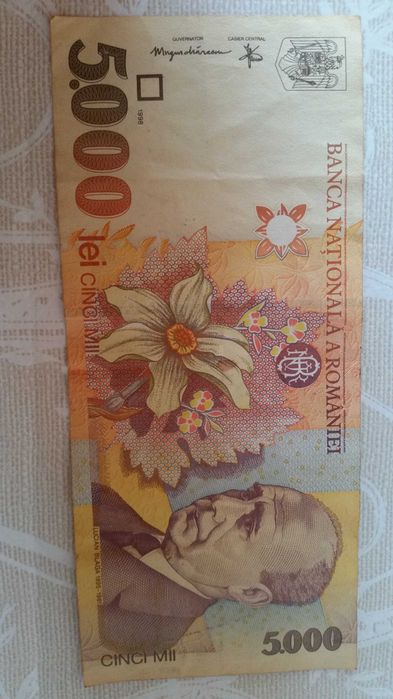 Bancnotă 5000 lei.Lucian Blaga 1998.