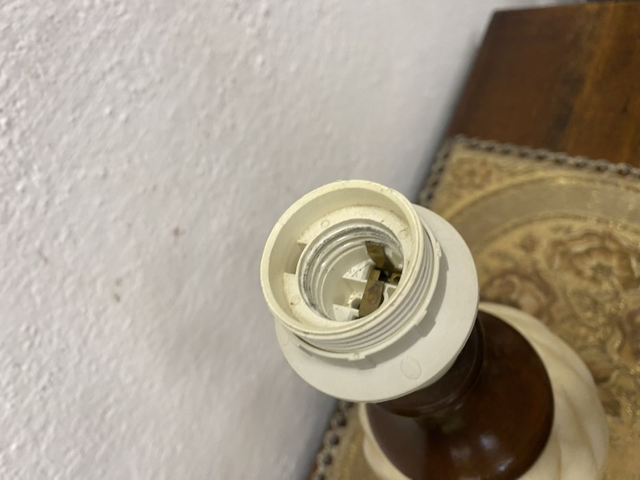 Френска настолна лампа от мрамор и дъб