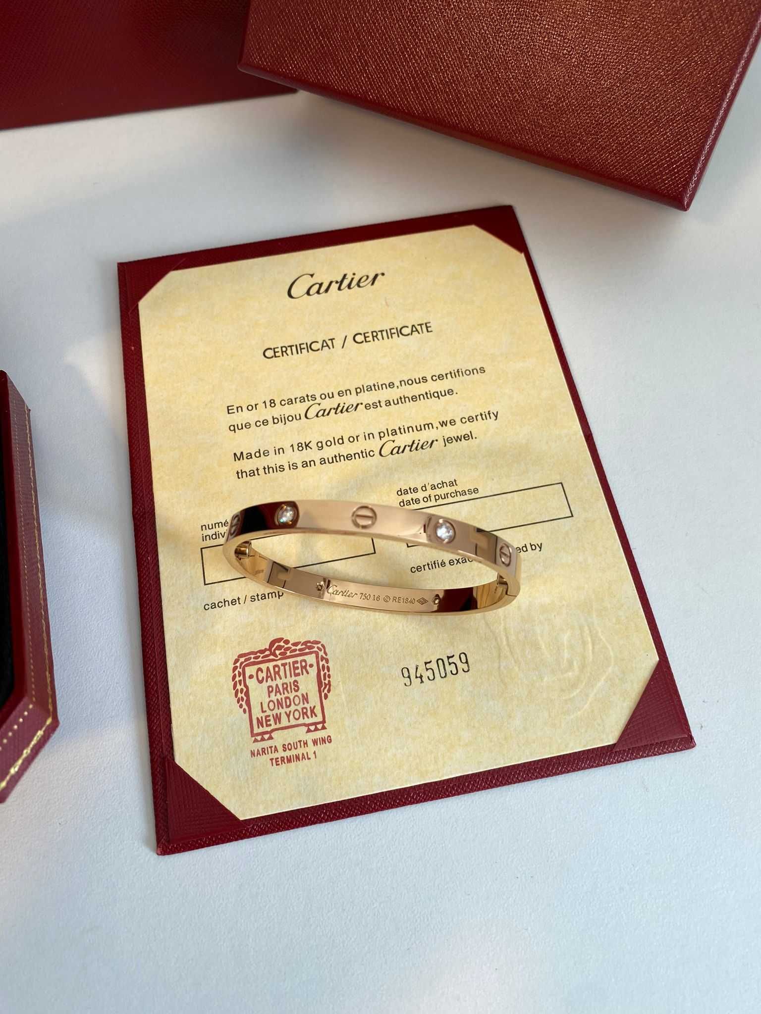 Brățară Cartier LOVE 16 Aur Roz 750 cu diamante