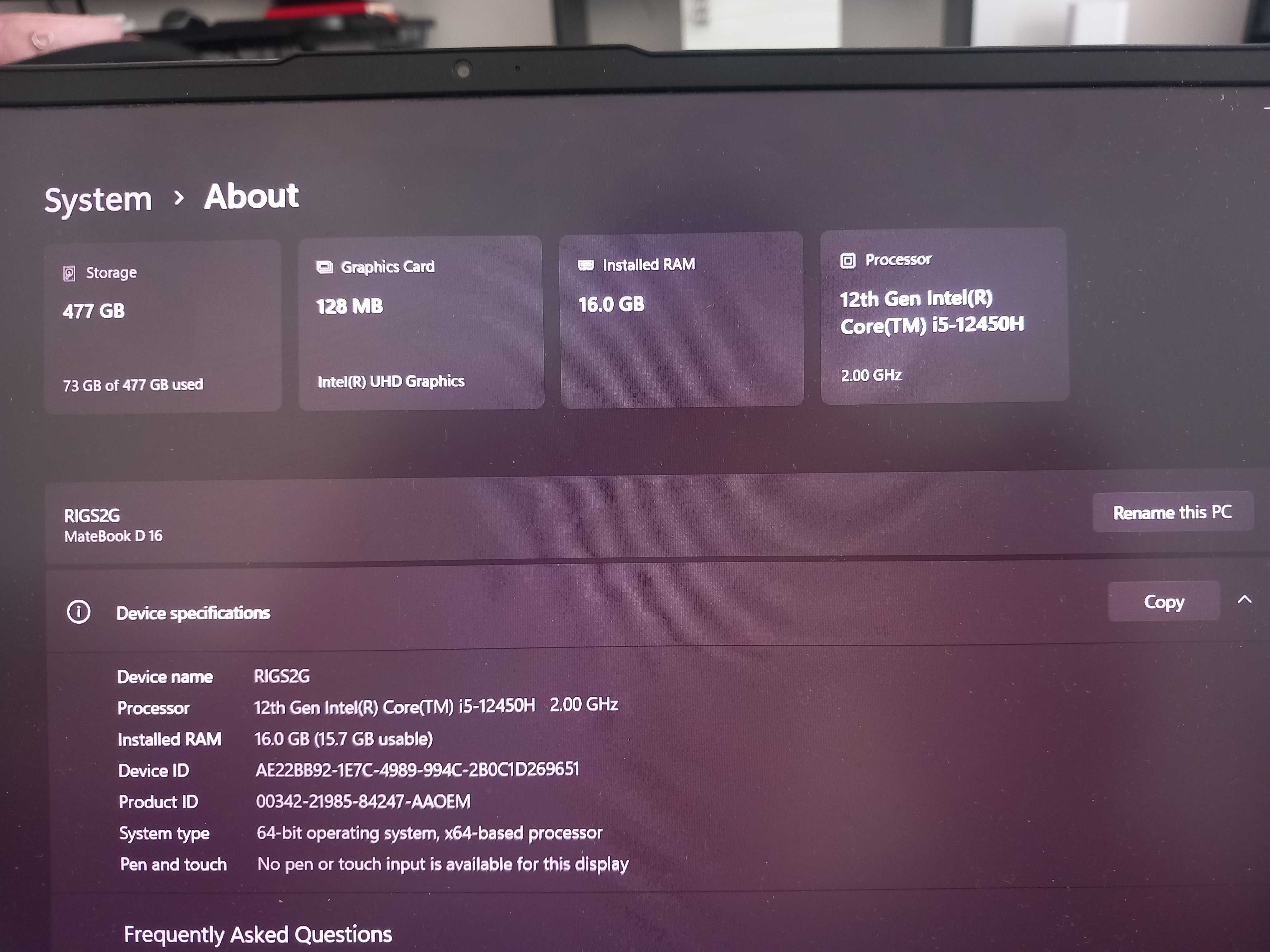 Huawei MateBook D 16