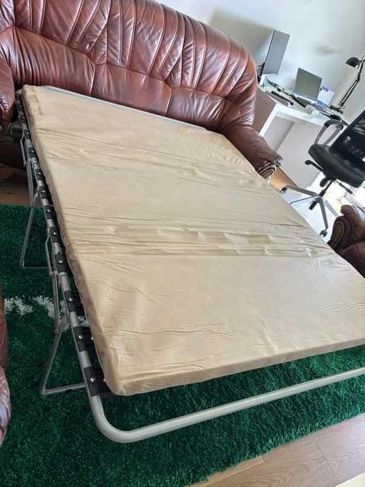 Set canapea si doua fotolii 3 - 1 - 1 Lemn Masiv si Piele Naturala