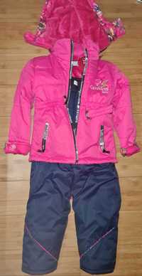 Costum ski iarna fata JIAO gros nou 3 ani roz/bleumarin