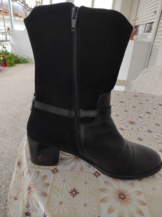 Ботуши, естествена кожа и велур