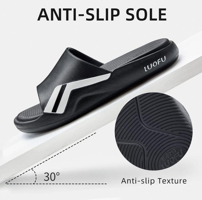 Мъжки джапанки в черно и бяло -LUOFU