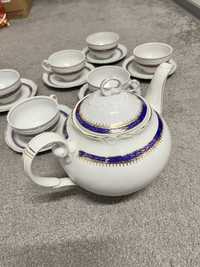 Set ceai cafea 6 persoane Versace alb portelan albastru auriu