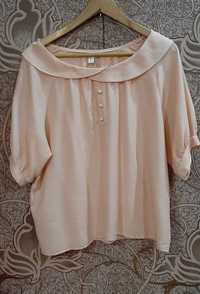 Блузка персиковая шелковая на 48-50 раз