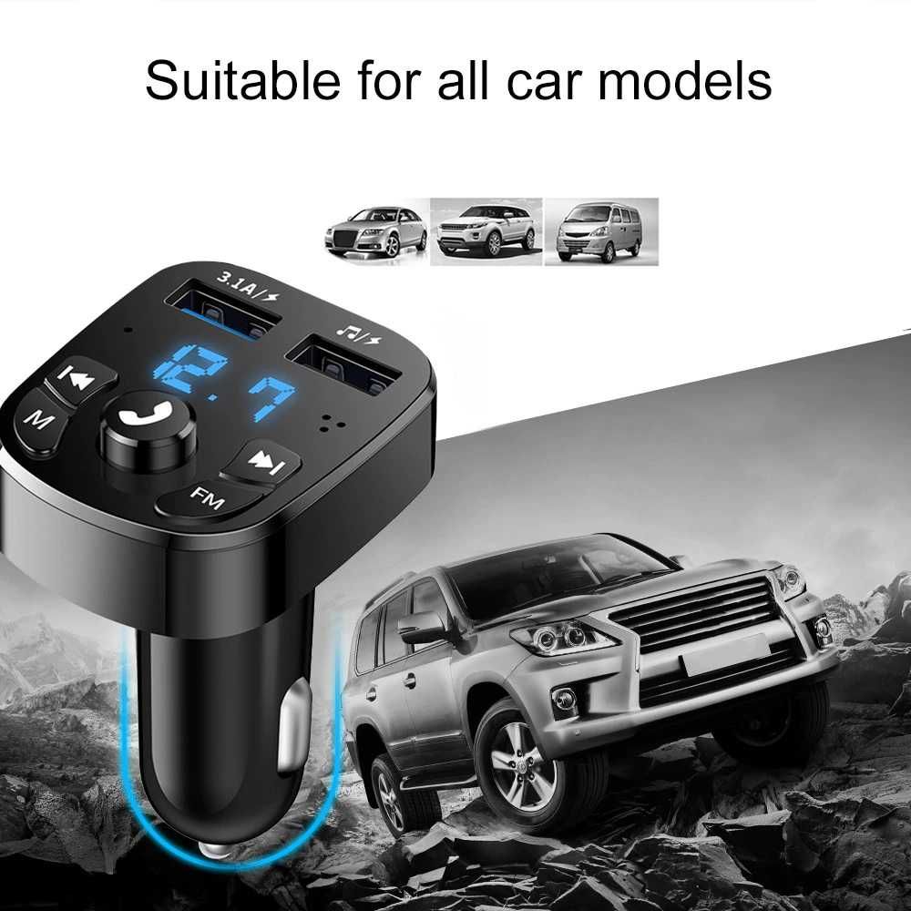 Блутут FM трансмитер Kebidu, Волтметър 2USB заряднo GSM Bluetooth Car