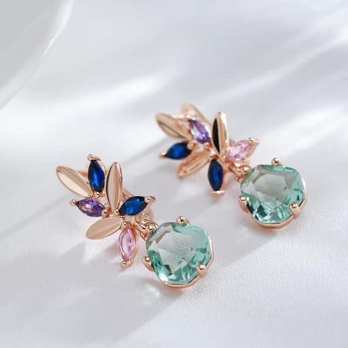 Cercei Luxury Radiant Colors placati cu aur roz de 14k