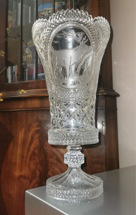 Антикварна винтидж ваза ръчна изработка духано стъкло цвят едноцветна