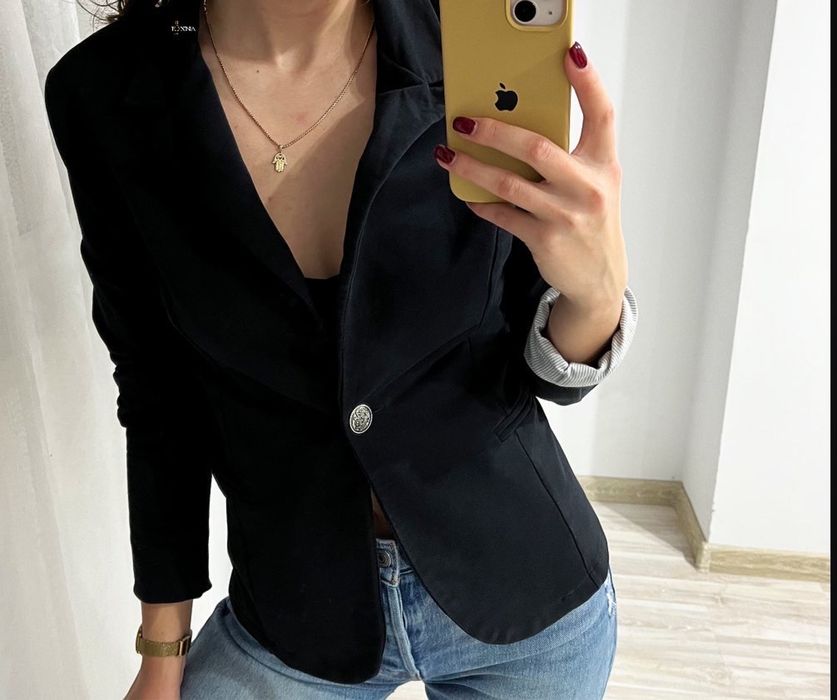 Sacou negru din bumbac femei