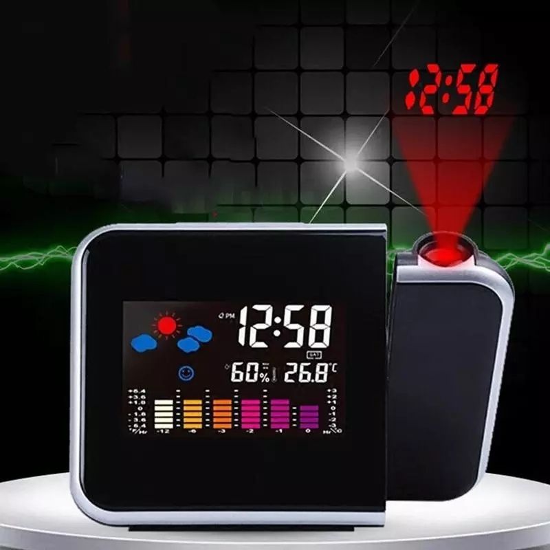 Уникален часовник с аларма, термометър и холограмна прожекция на таван