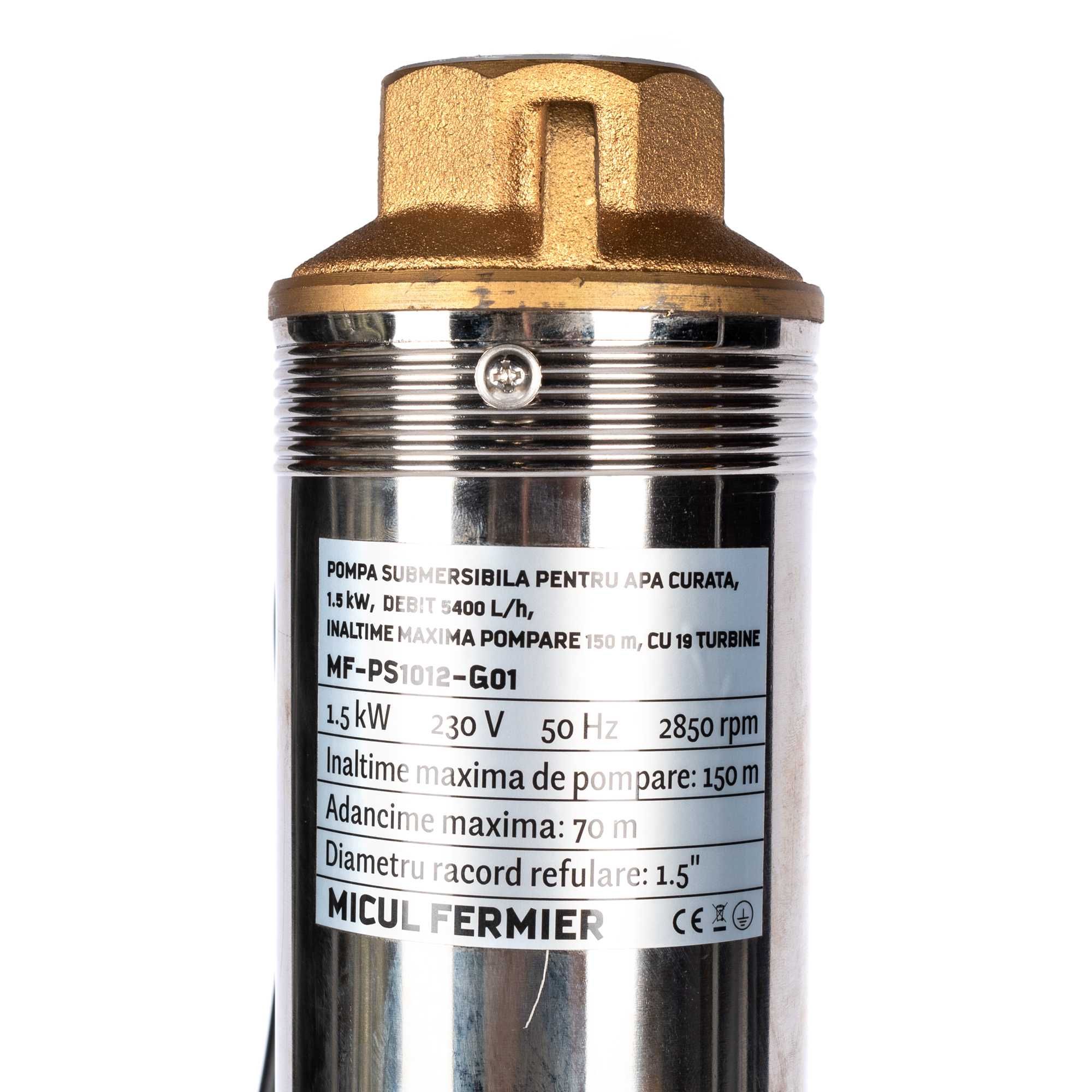 Pompa submersibila pentru apa, 1.5KW, debit 5400l/h,  150m, 19 turbine