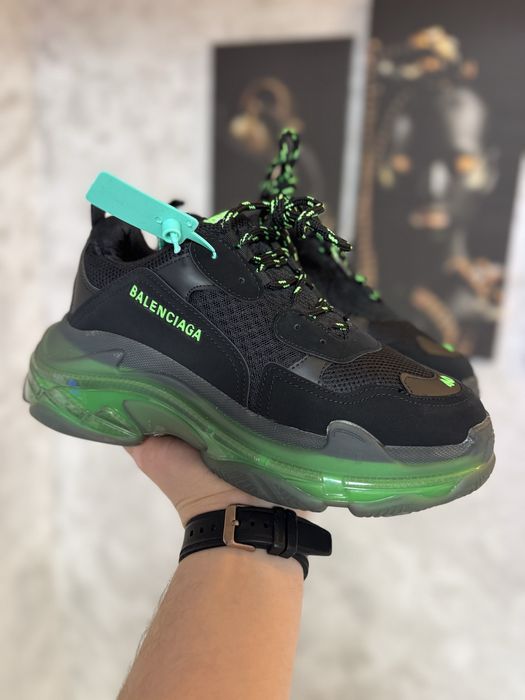 Adidasi Unisex Balnciaga Triple S Negru & Verde!