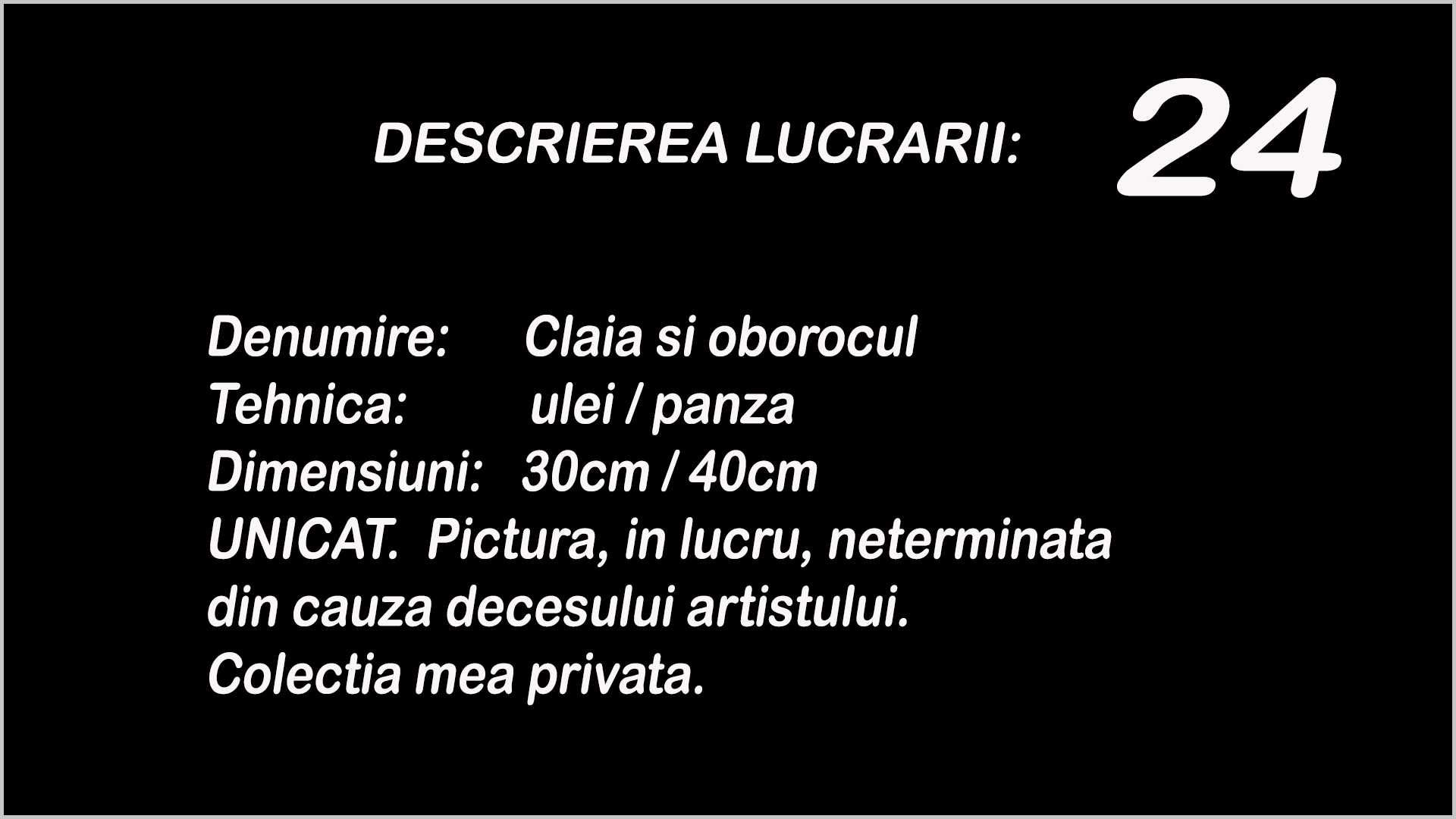 pictura ulei panza Aurel DAN, iarna in Maramures - Claia si oborocul