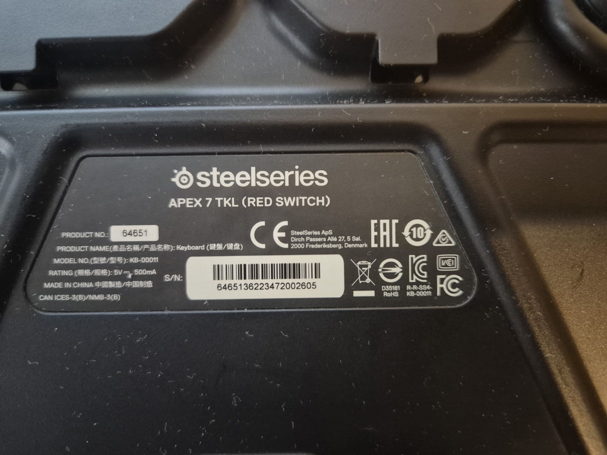 Tastatura mecanica Steel Series Apex 7 TKL, Red Switch