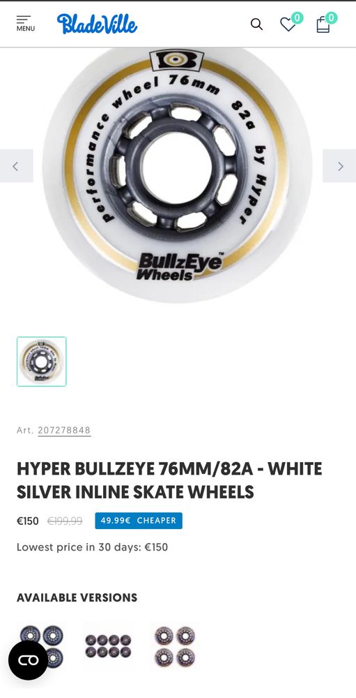 Колела за скейтборд BULLZEYE 76mm 82a
