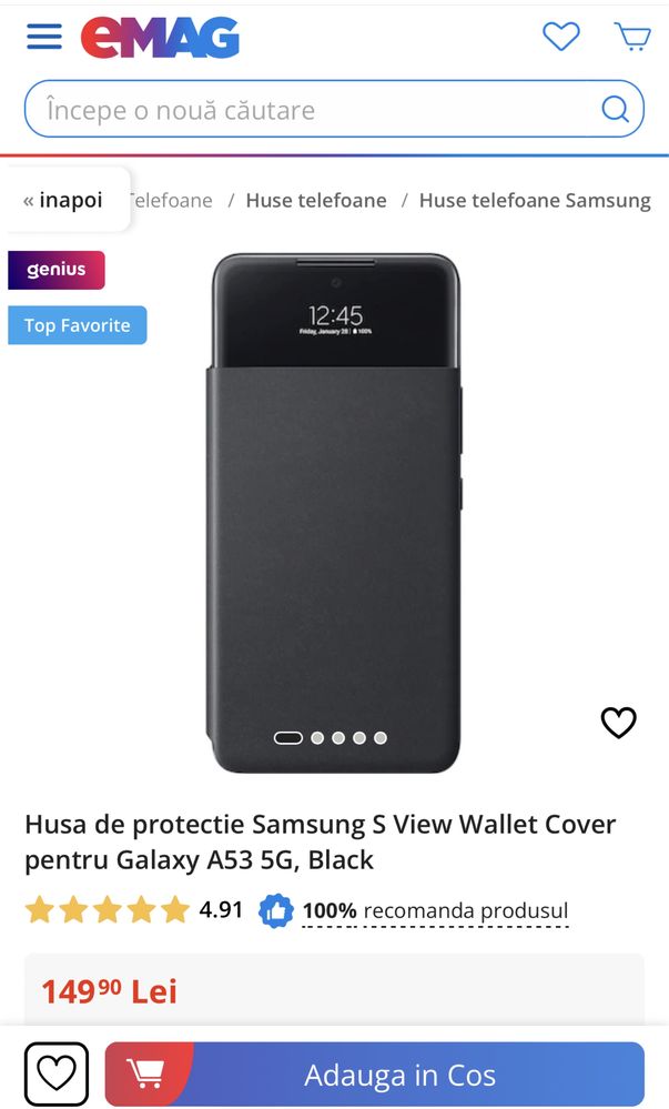 Husa de protectie S view wallet cover pt Samsung A53 5g