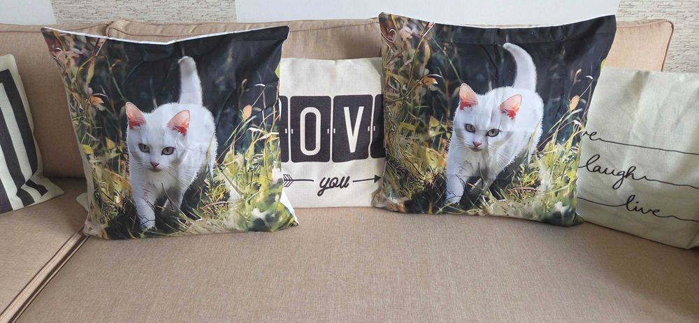 Set huse decorative pentru perne, model cu pisici,  50X50 cm
