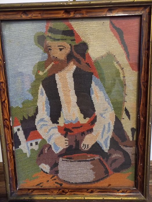 2 tablouri vintage anii 80 din tesatura goblen colectia "Tiganii"