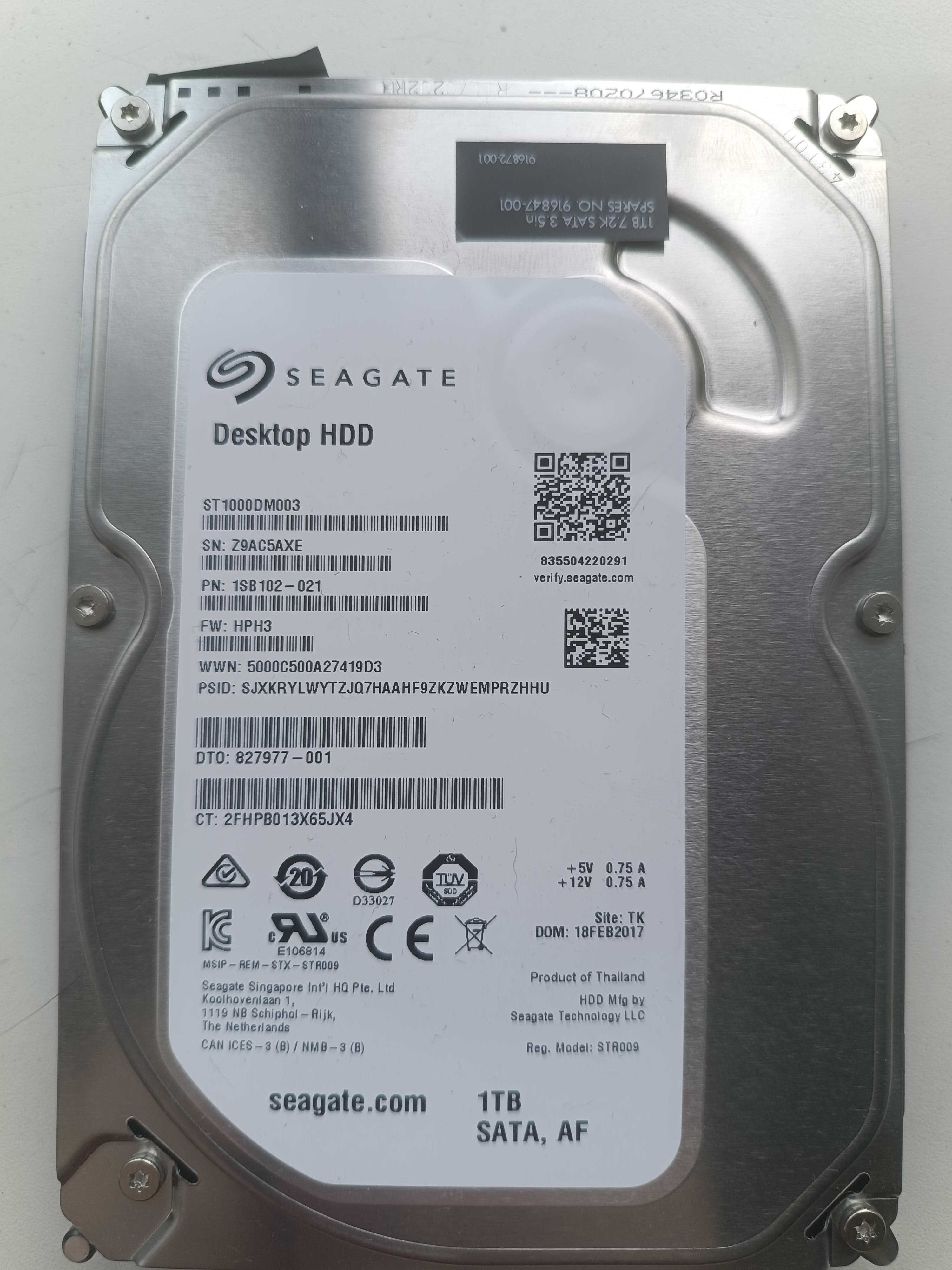 Жесткий диск HDD 3.5 1Tb Seagate ST1000DM003
