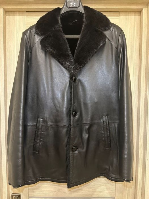 Дубленка натуральная кожа Воротник норка 50 размер