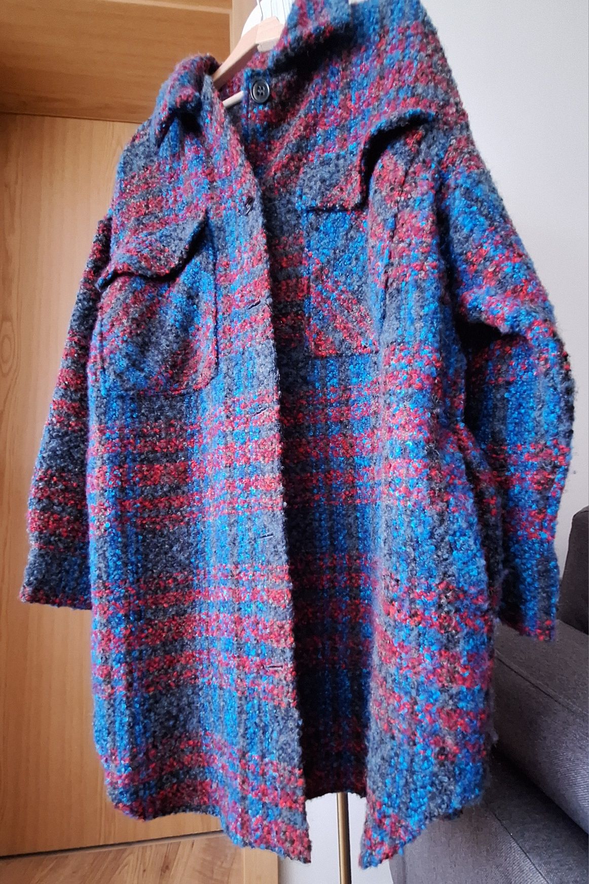 Палто с вълна, тип риза, размер 44