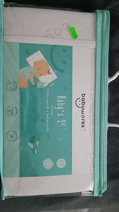 Set Perna pentru alăptare, perna bebeluși și centura colici cu sâmburi