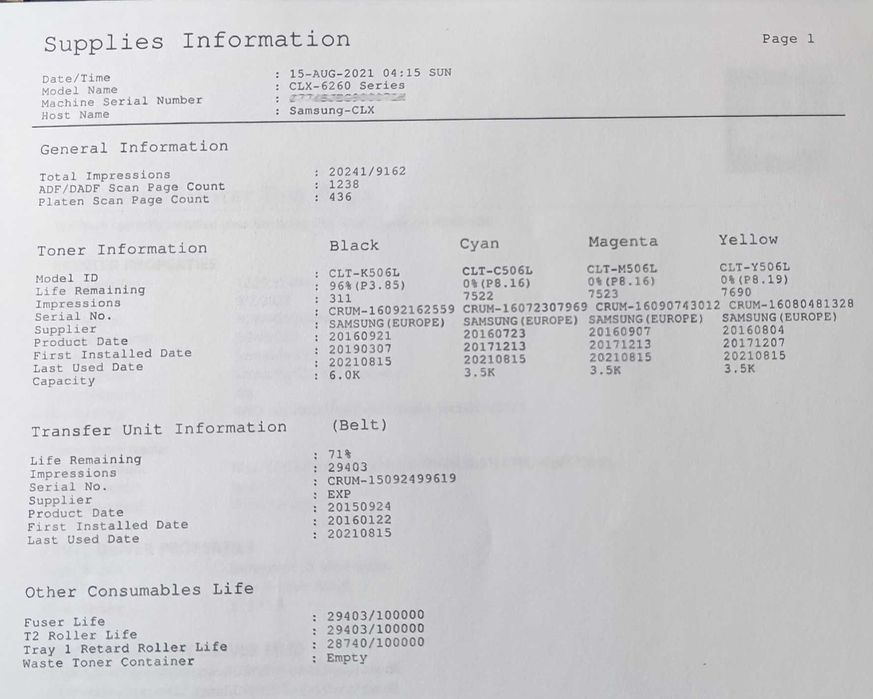 Samsung CLX-6260FW цветно мултифункционално устройство