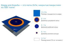 Борцовский ковер (без матов), 12х12м (новый стандарт) Алматы