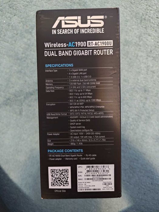 Router wireless ASUS RT-AC1900U, Dual-Band Gigabit, USB, 3 antene