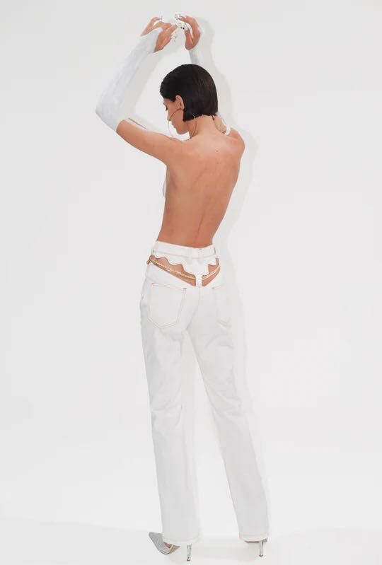 Seen Users white cut-out detail flared jeans 34 xs