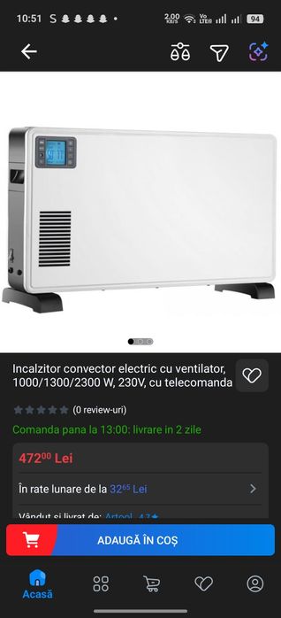 Calorifer electric Vortex cu termostat digital – stare foarte bună